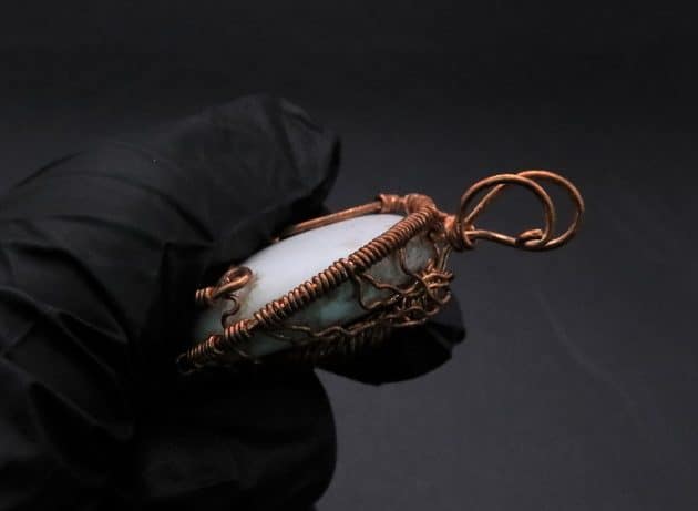 Wire-Wrapping Rooted White Howlite Crystal Moon Pendant Tutorial 40