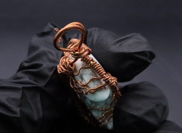 Wire-Wrapping Rooted White Howlite Crystal Moon Pendant Tutorial 41