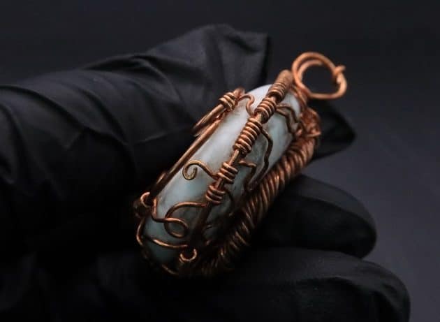 Wire-Wrapping Rooted White Howlite Crystal Moon Pendant Tutorial 43