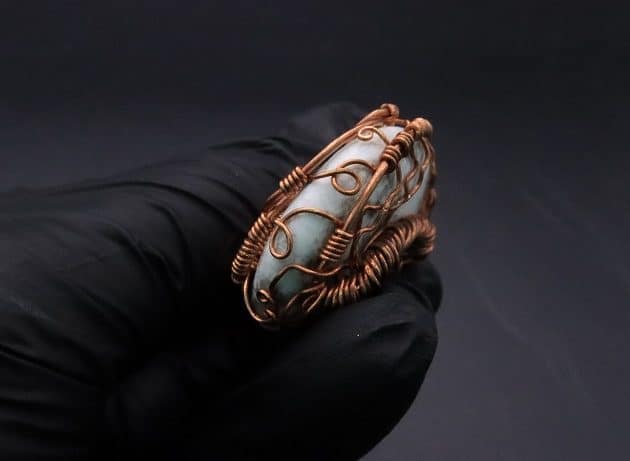 Wire-Wrapping Rooted White Howlite Crystal Moon Pendant Tutorial 44