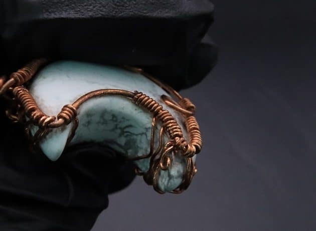 Wire-Wrapping Rooted White Howlite Crystal Moon Pendant Tutorial 47