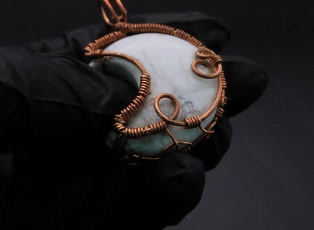 Wire-Wrapping Rooted White Howlite Crystal Moon Pendant Tutorial 48