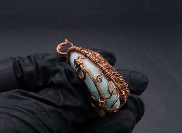 Wire-Wrapping Rooted White Howlite Crystal Moon Pendant Tutorial 50