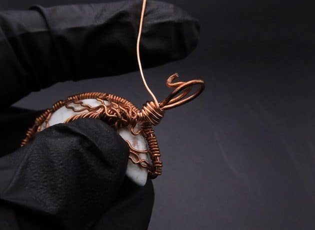 Wire-Wrapping Rooted White Howlite Crystal Moon Pendant Tutorial 54