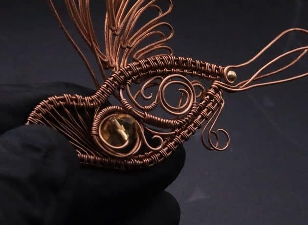 Wire-Wrapping Woven Hummingbird With Ornate Beads Pendant Tutorial 103