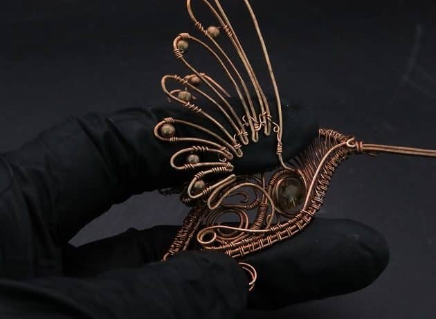 Wire-Wrapping Woven Hummingbird With Ornate Beads Pendant Tutorial 111