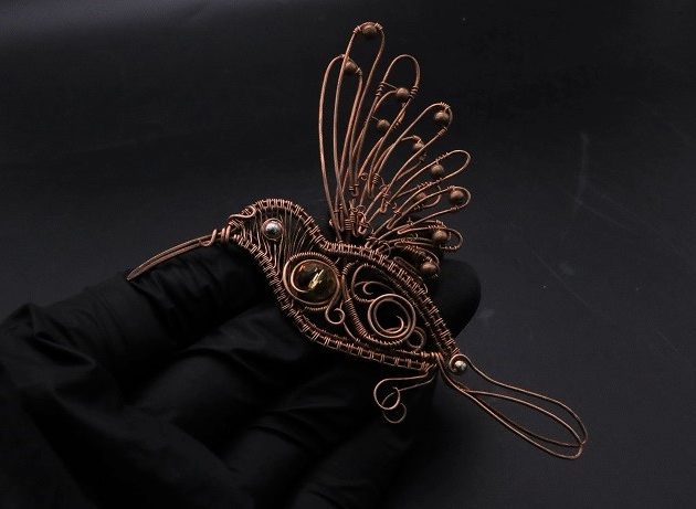 Wire-Wrapping Woven Hummingbird With Ornate Beads Pendant Tutorial 124