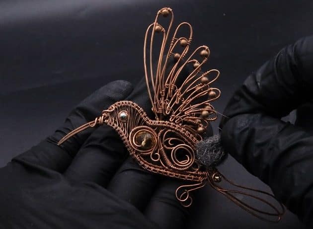 Wire-Wrapping Woven Hummingbird With Ornate Beads Pendant Tutorial 125