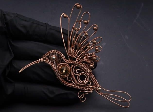 Wire-Wrapping Woven Hummingbird With Ornate Beads Pendant Tutorial 126