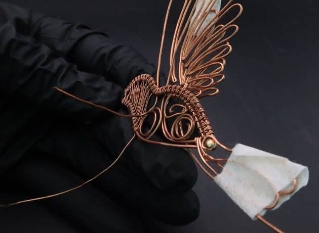 Wire-Wrapping Woven Hummingbird With Ornate Beads Pendant Tutorial 61