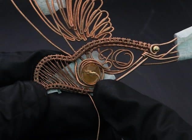 Wire-Wrapping Woven Hummingbird With Ornate Beads Pendant Tutorial 65