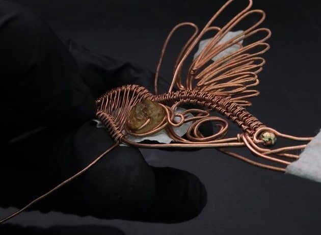 Wire-Wrapping Woven Hummingbird With Ornate Beads Pendant Tutorial 66
