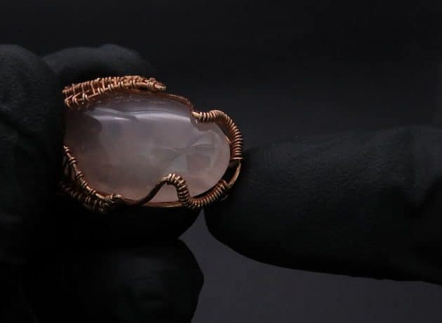Wire-Wrapping Copper Oval Rose Quartz Jelly Fruit Pendant Tutorial 100