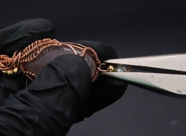 Wire-Wrapping Copper Oval Rose Quartz Jelly Fruit Pendant Tutorial 102