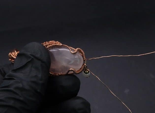 Wire-Wrapping Copper Oval Rose Quartz Jelly Fruit Pendant Tutorial 104