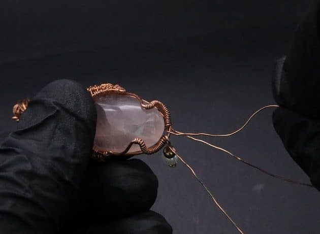 Wire-Wrapping Copper Oval Rose Quartz Jelly Fruit Pendant Tutorial 105