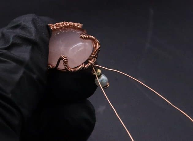 Wire-Wrapping Copper Oval Rose Quartz Jelly Fruit Pendant Tutorial 106