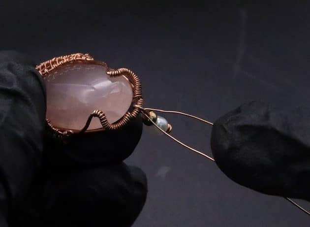 Wire-Wrapping Copper Oval Rose Quartz Jelly Fruit Pendant Tutorial 107