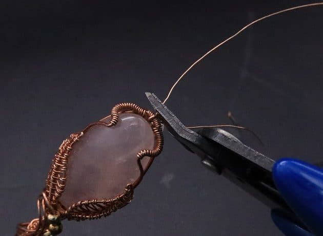 Wire-Wrapping Copper Oval Rose Quartz Jelly Fruit Pendant Tutorial 108