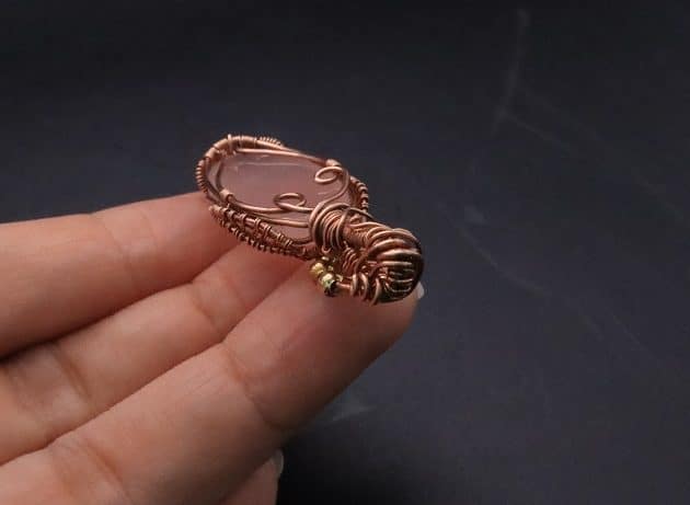 Wire-Wrapping Copper Oval Rose Quartz Jelly Fruit Pendant Tutorial 117