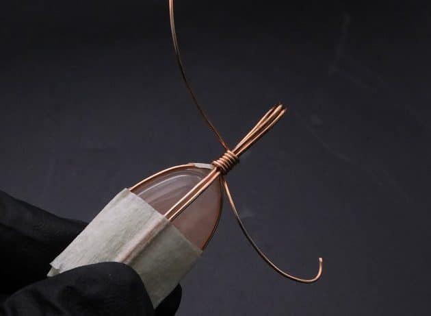 Wire-Wrapping Copper Oval Rose Quartz Jelly Fruit Pendant Tutorial 16