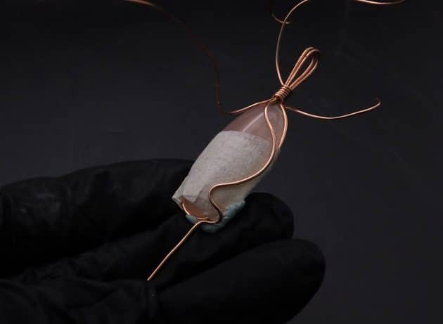 Wire-Wrapping Copper Oval Rose Quartz Jelly Fruit Pendant Tutorial 19