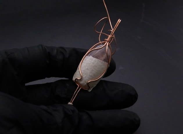 Wire-Wrapping Copper Oval Rose Quartz Jelly Fruit Pendant Tutorial 20