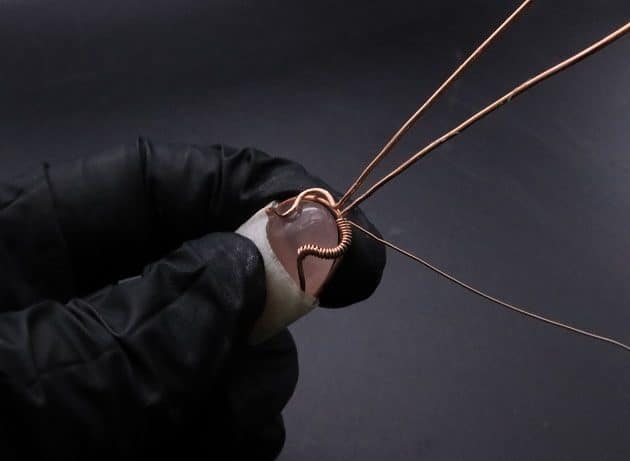 Wire-Wrapping Copper Oval Rose Quartz Jelly Fruit Pendant Tutorial 23