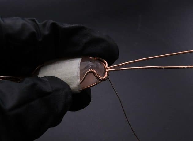 Wire-Wrapping Copper Oval Rose Quartz Jelly Fruit Pendant Tutorial 25
