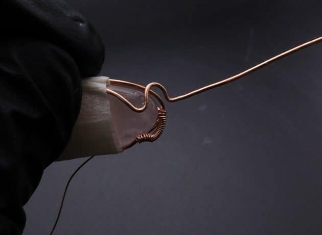 Wire-Wrapping Copper Oval Rose Quartz Jelly Fruit Pendant Tutorial 26