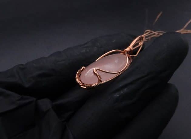 Wire-Wrapping Copper Oval Rose Quartz Jelly Fruit Pendant Tutorial 28