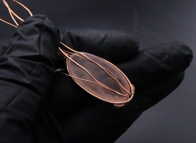Wire-Wrapping Copper Oval Rose Quartz Jelly Fruit Pendant Tutorial 29