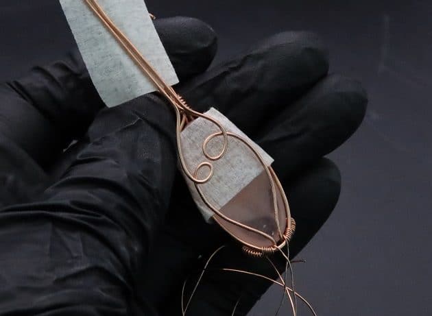 Wire-Wrapping Copper Oval Rose Quartz Jelly Fruit Pendant Tutorial 31
