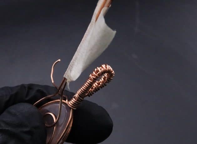 Wire-Wrapping Copper Oval Rose Quartz Jelly Fruit Pendant Tutorial 35