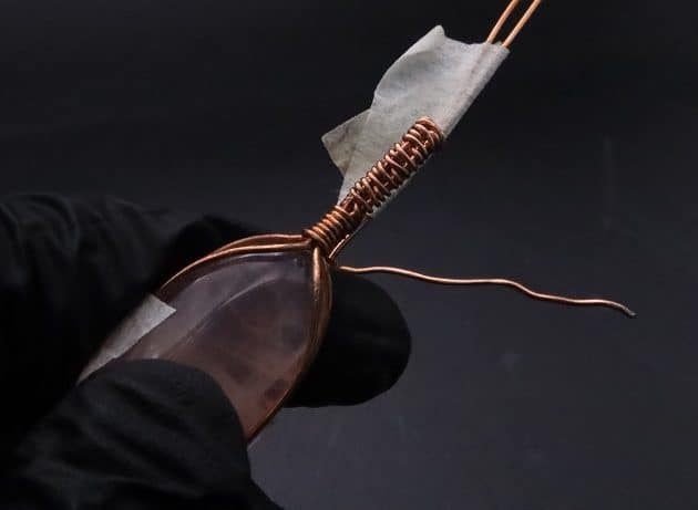Wire-Wrapping Copper Oval Rose Quartz Jelly Fruit Pendant Tutorial 55