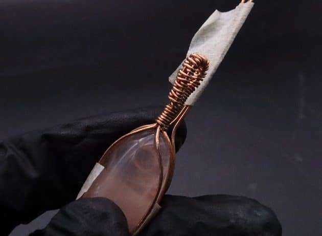 Wire-Wrapping Copper Oval Rose Quartz Jelly Fruit Pendant Tutorial 56