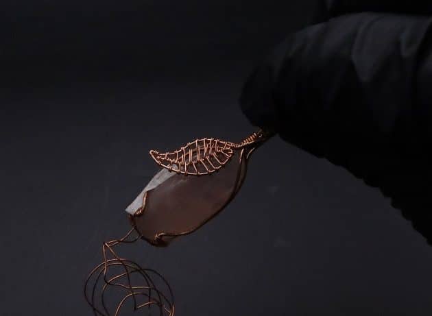 Wire-Wrapping Copper Oval Rose Quartz Jelly Fruit Pendant Tutorial 57