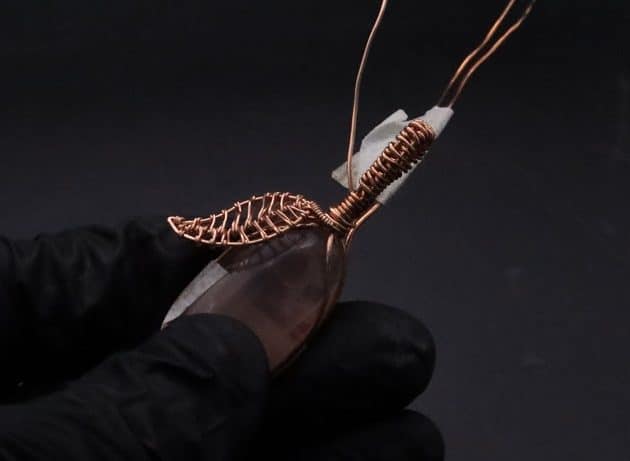 Wire-Wrapping Copper Oval Rose Quartz Jelly Fruit Pendant Tutorial 59