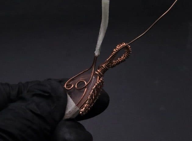 Wire-Wrapping Copper Oval Rose Quartz Jelly Fruit Pendant Tutorial 61
