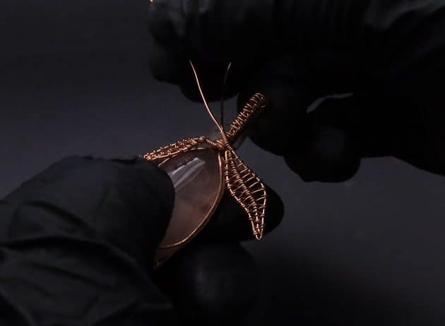 Wire-Wrapping Copper Oval Rose Quartz Jelly Fruit Pendant Tutorial 62