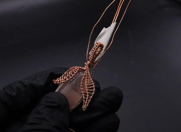 Wire-Wrapping Copper Oval Rose Quartz Jelly Fruit Pendant Tutorial 63