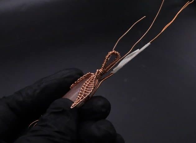 Wire-Wrapping Copper Oval Rose Quartz Jelly Fruit Pendant Tutorial 64