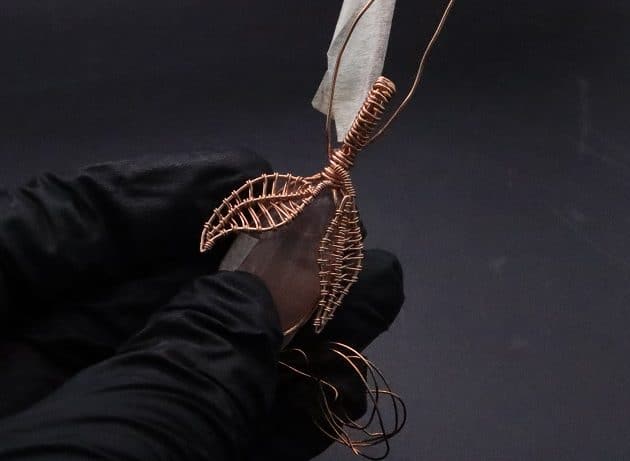 Wire-Wrapping Copper Oval Rose Quartz Jelly Fruit Pendant Tutorial 67