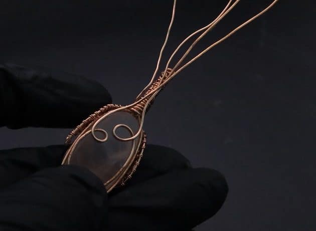 Wire-Wrapping Copper Oval Rose Quartz Jelly Fruit Pendant Tutorial 68