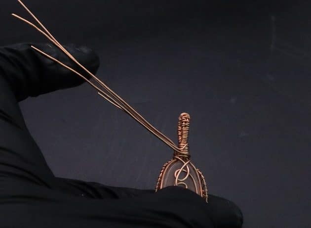 Wire-Wrapping Copper Oval Rose Quartz Jelly Fruit Pendant Tutorial 73