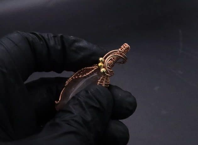 Wire-Wrapping Copper Oval Rose Quartz Jelly Fruit Pendant Tutorial 79