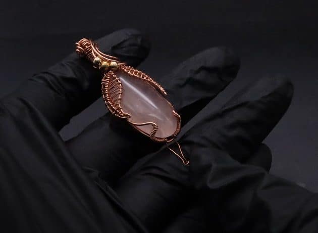 Wire-Wrapping Copper Oval Rose Quartz Jelly Fruit Pendant Tutorial 88