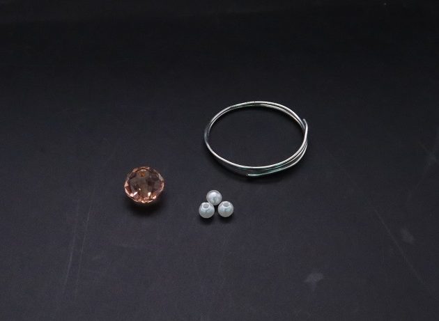 Wire-Wrapping Lovely Pink Peach Zircon Pearl Silver Wire Ring Tutorial 1