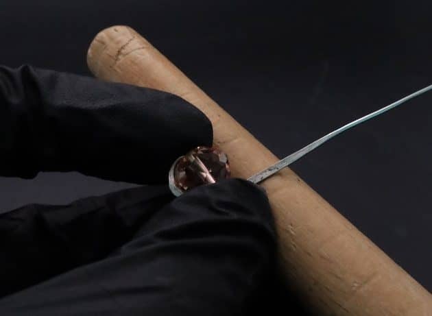 Wire-Wrapping Lovely Pink Peach Zircon Pearl Silver Wire Ring Tutorial 17