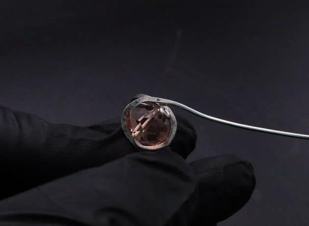 Wire-Wrapping Lovely Pink Peach Zircon Pearl Silver Wire Ring Tutorial 24